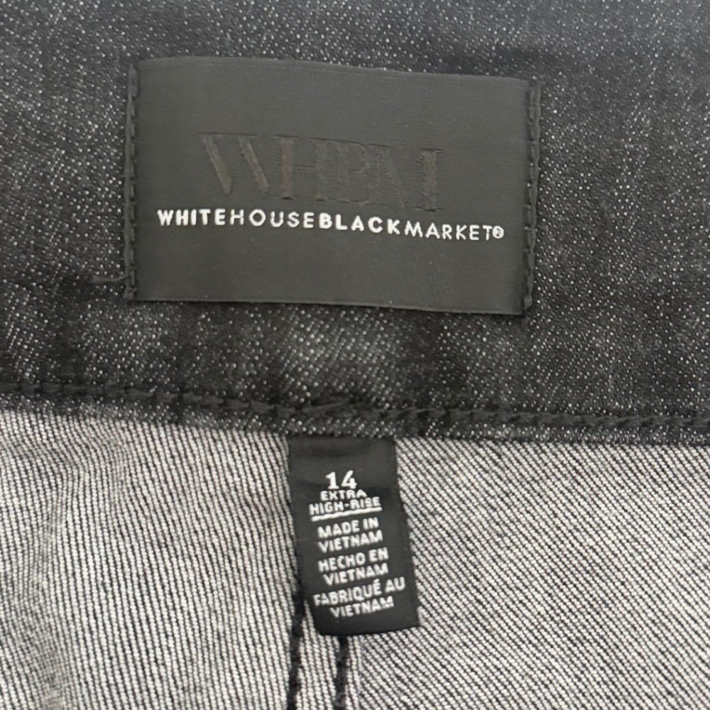White House Black Market Skinny Flare Jeans Black Extra High Rise Size 14 - Picture 5 of 11